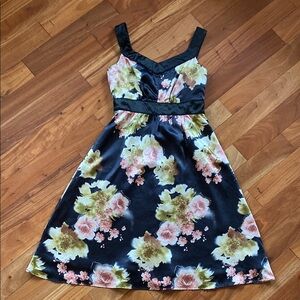 Romy knee high a-line satin dress